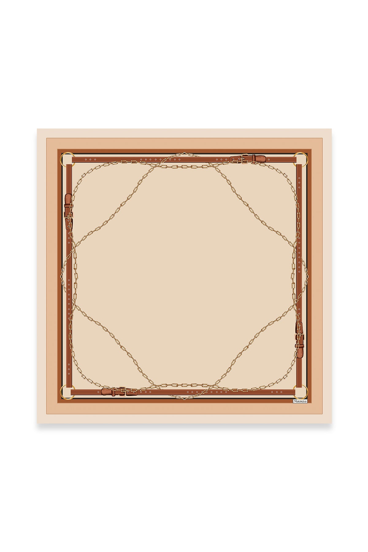 Zincir Kemer Karamel Twill İpek Eşarp 90×90