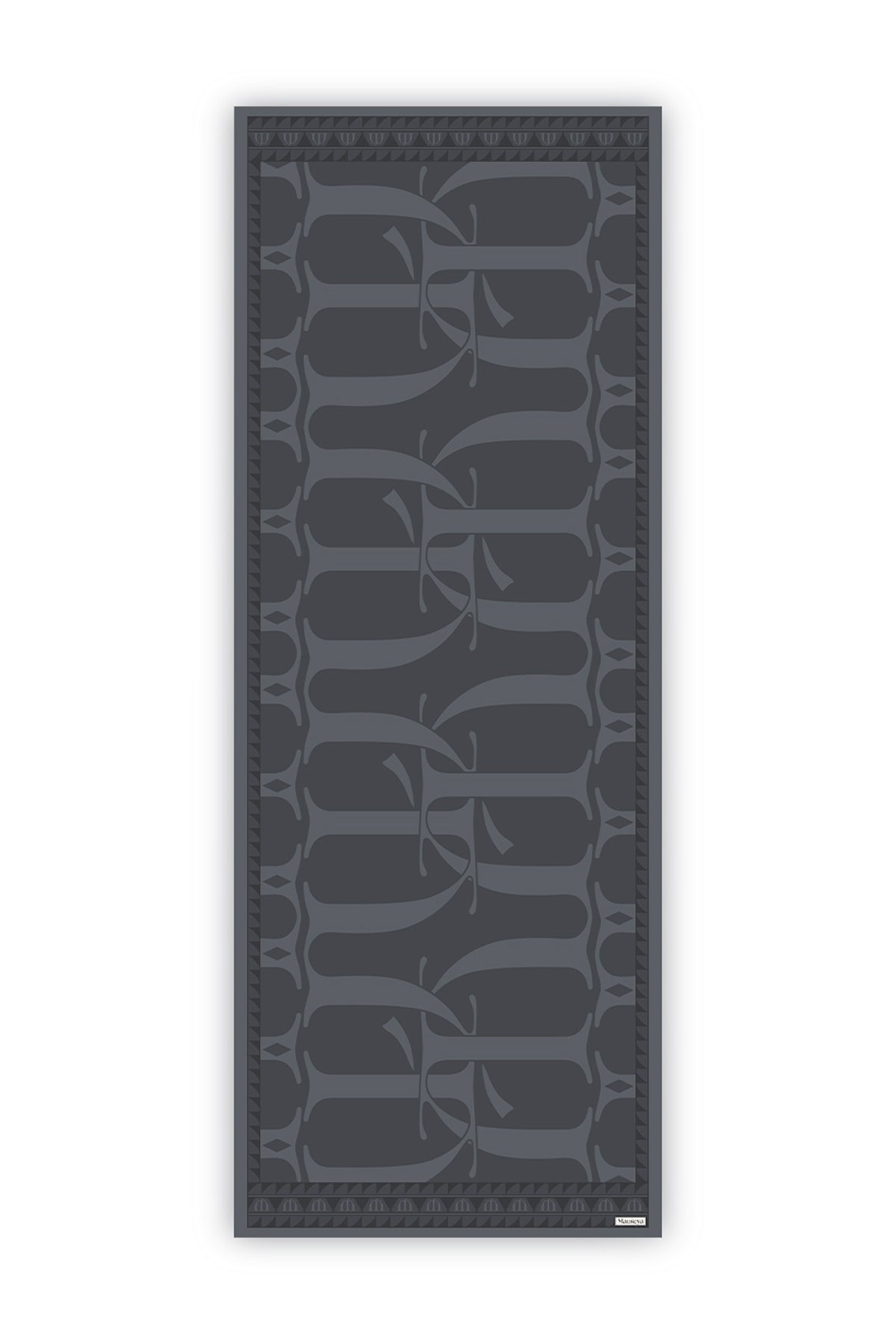 Gölge Antrasit Monogram Krep İpek Şal 73x193