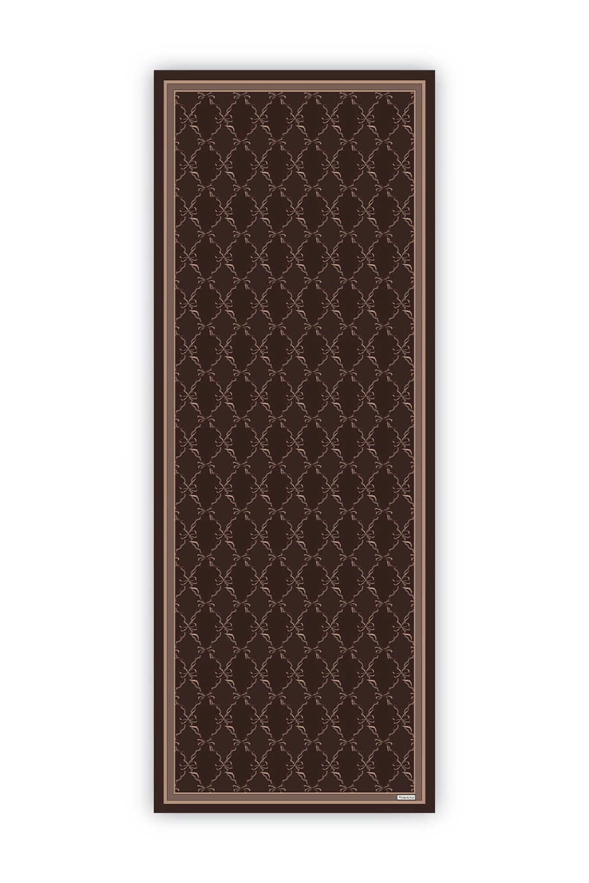 Kahve Kurdeleli Krep İpek Şal 73×193