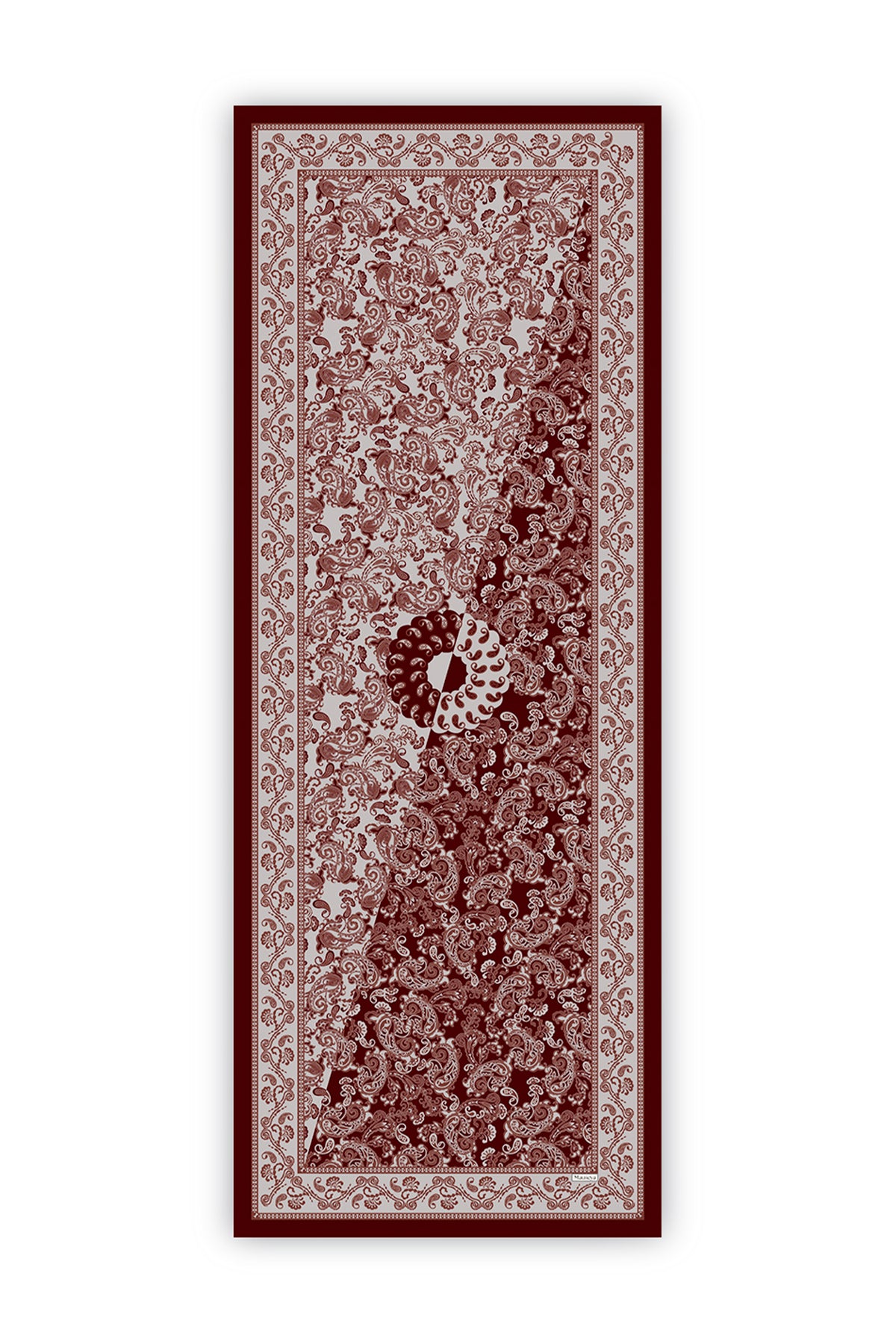 Asil Bordo Paisley Krep İpek Şal 73×193