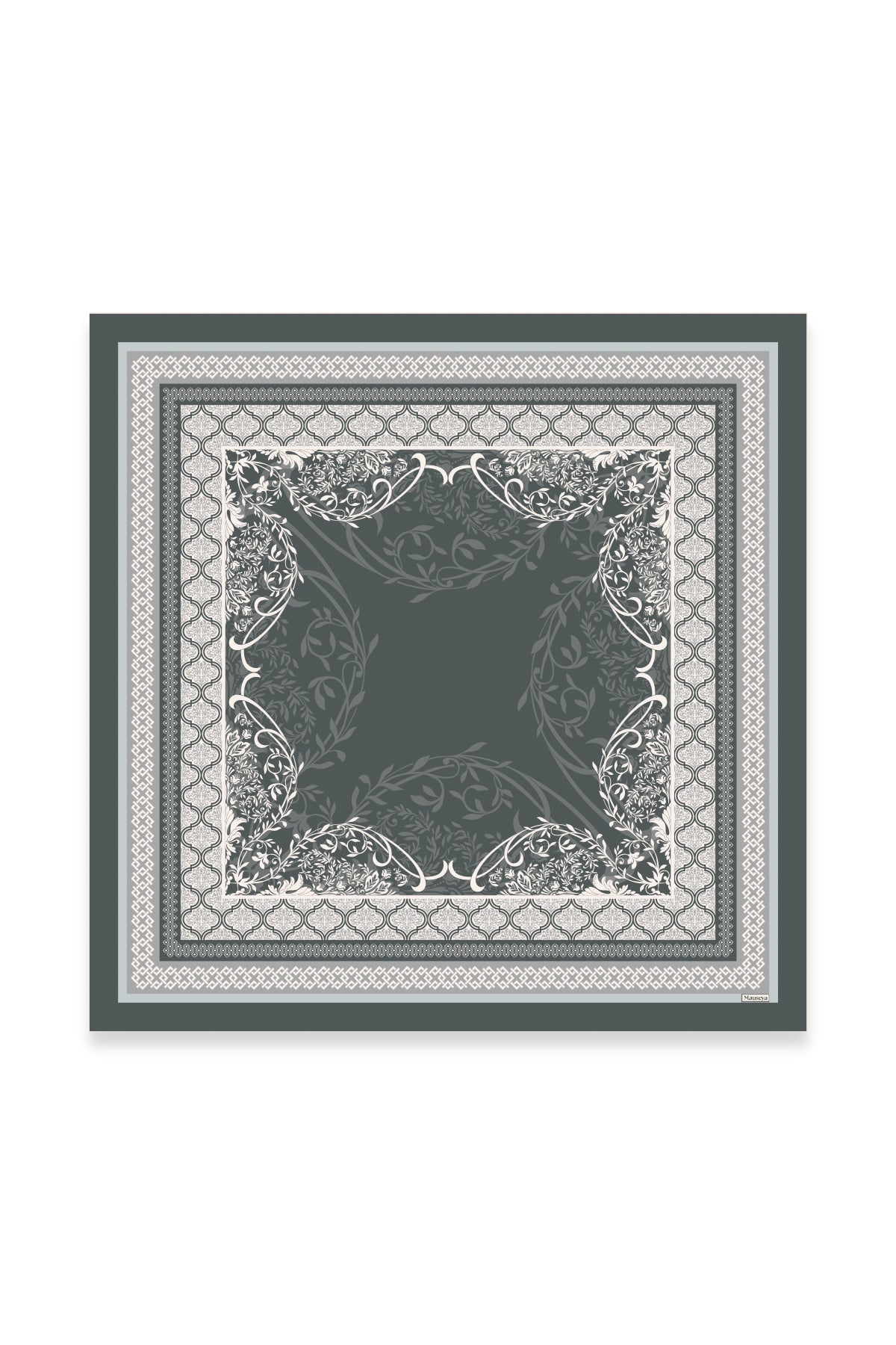 Kül Gri Etnik Twill İpek Eşarp 90×90