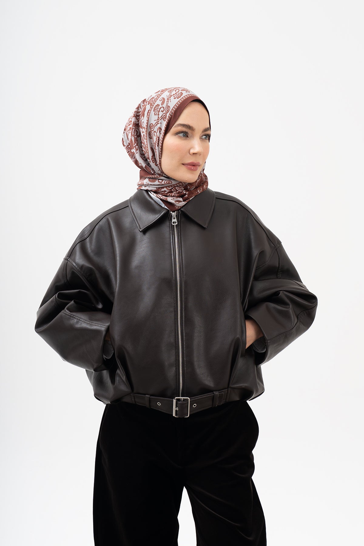 Asil Bordo Paisley Krep İpek Şal 73×193