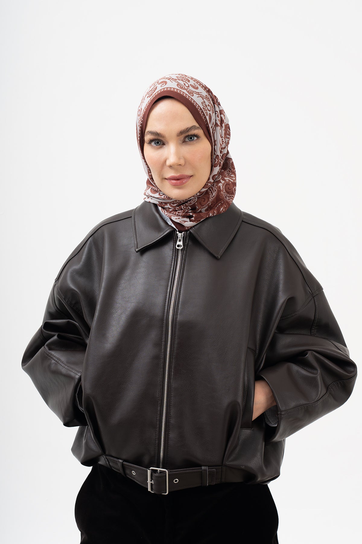 Asil Bordo Paisley Krep İpek Şal 73×193