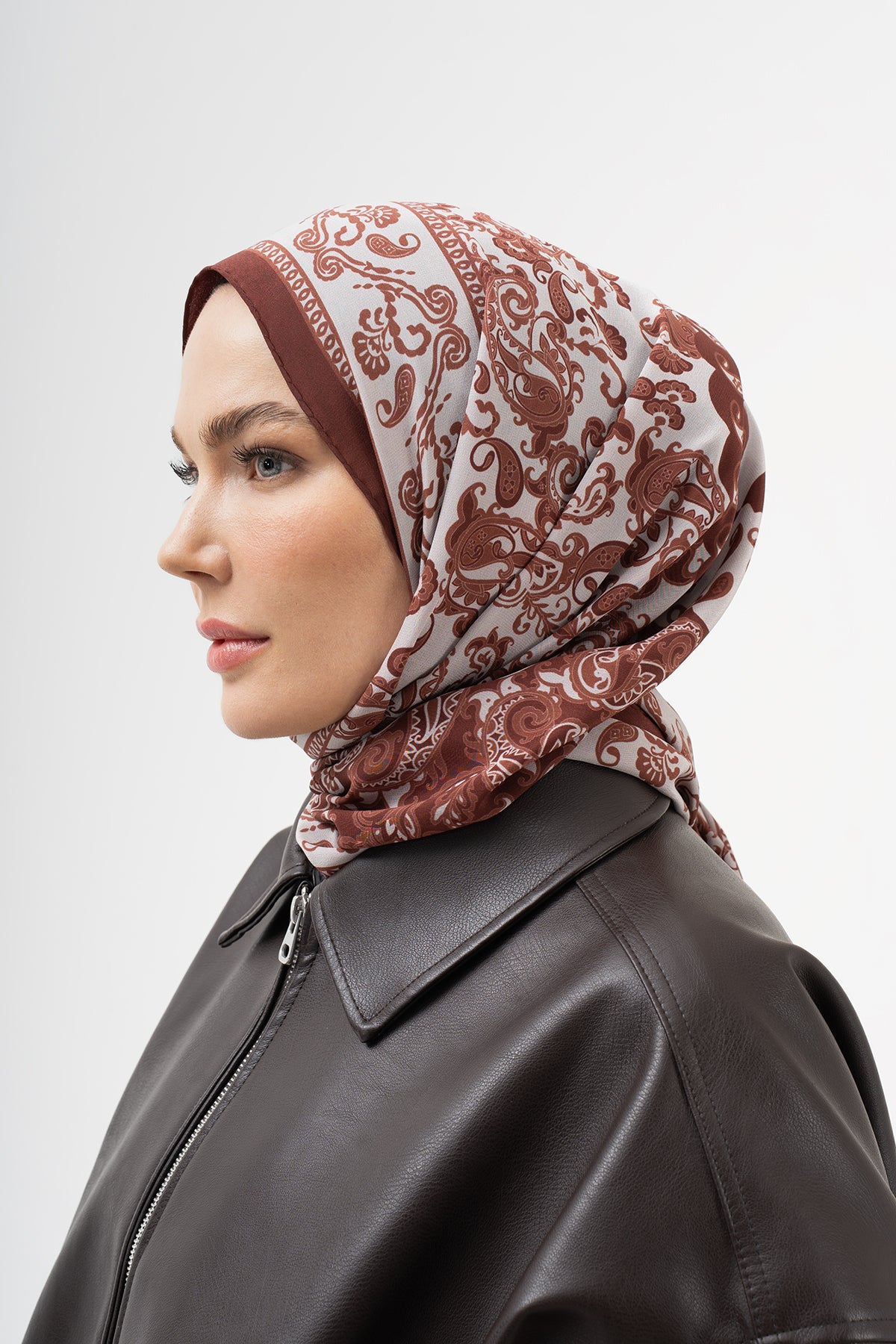 Asil Bordo Paisley Krep İpek Şal 73×193