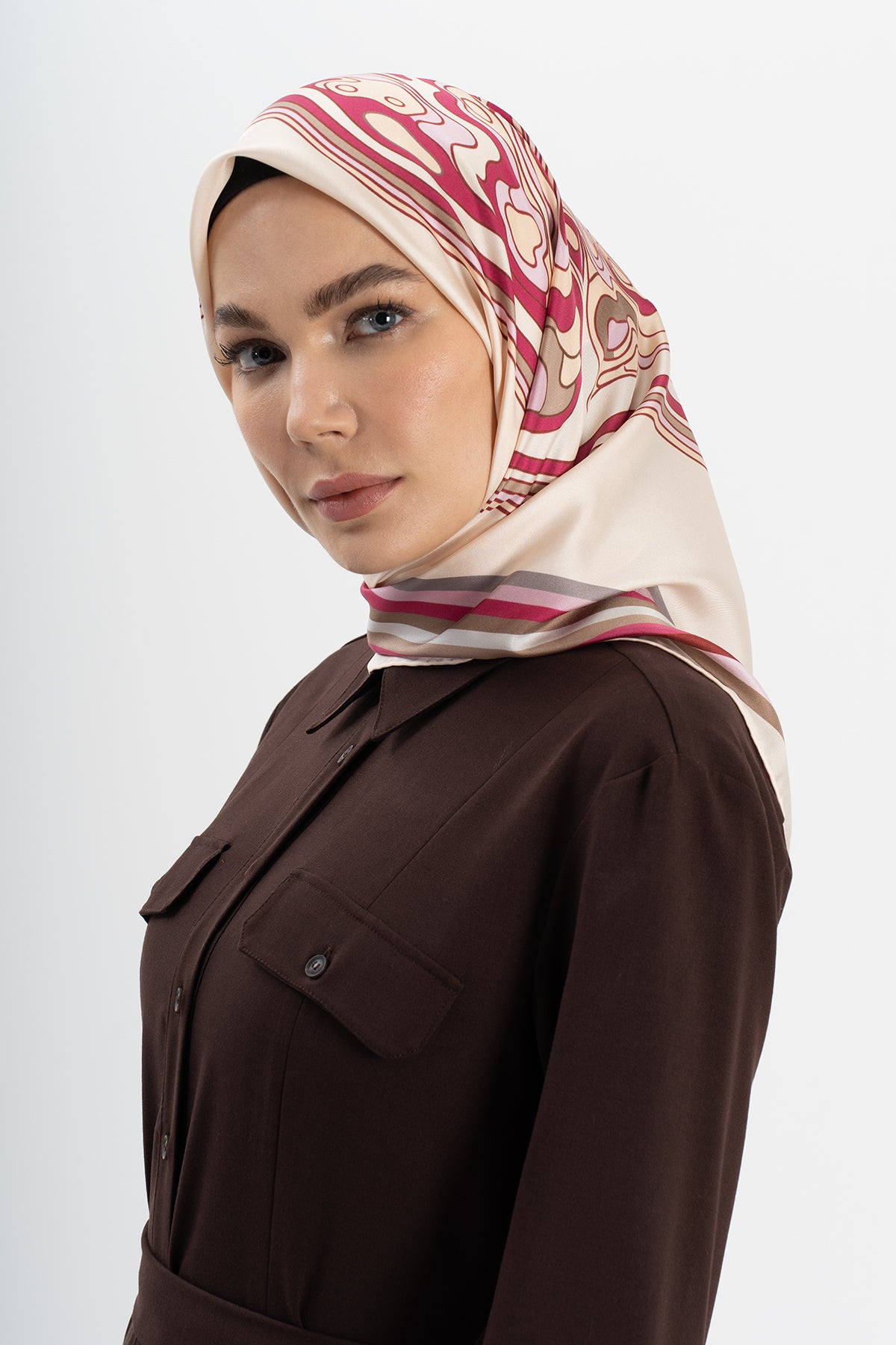 Nar Harmanı Twill İpek Eşarp 90×90